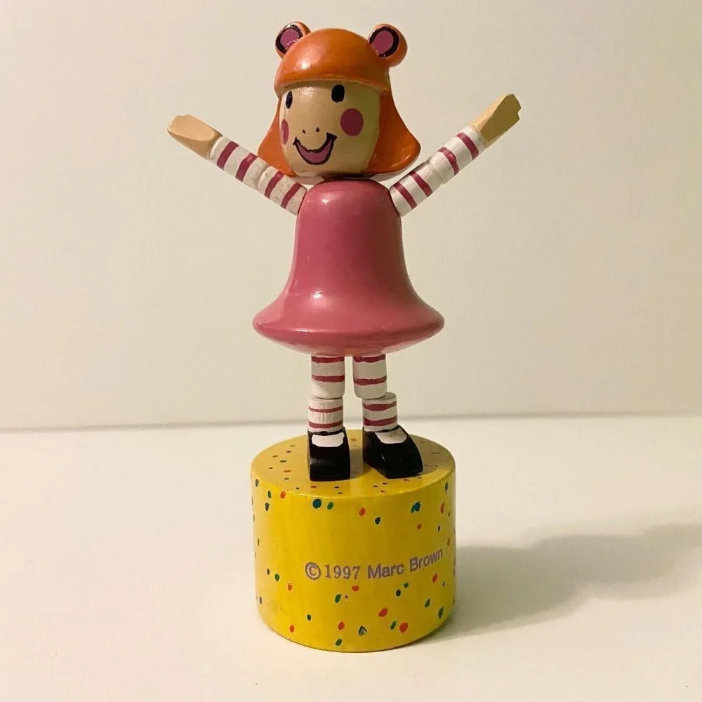 Vintage 1997 Marc Brown Arthur Sister DW  Push Puppet Wooden Figure